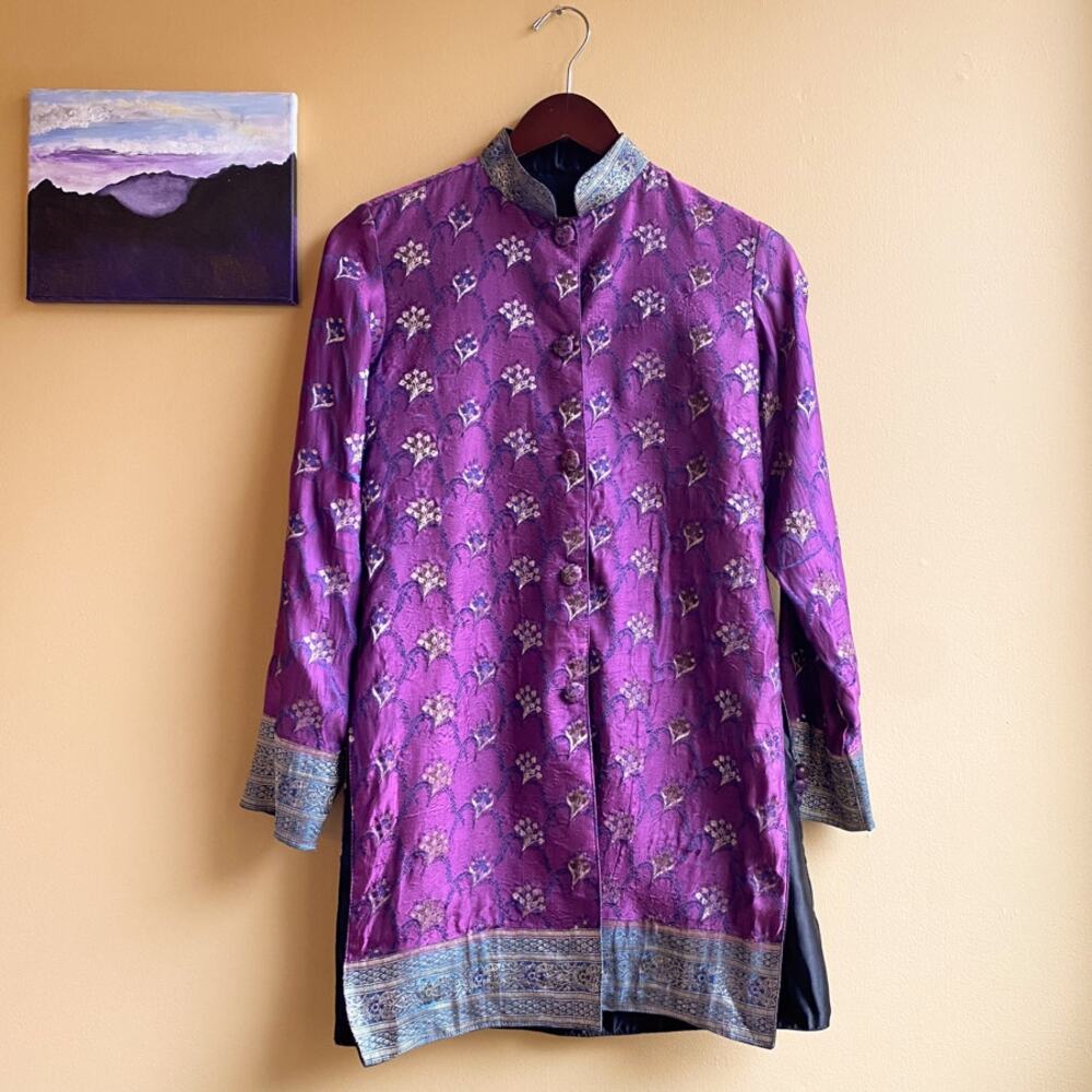 Sherwani Purple and Green Satin Women's Small